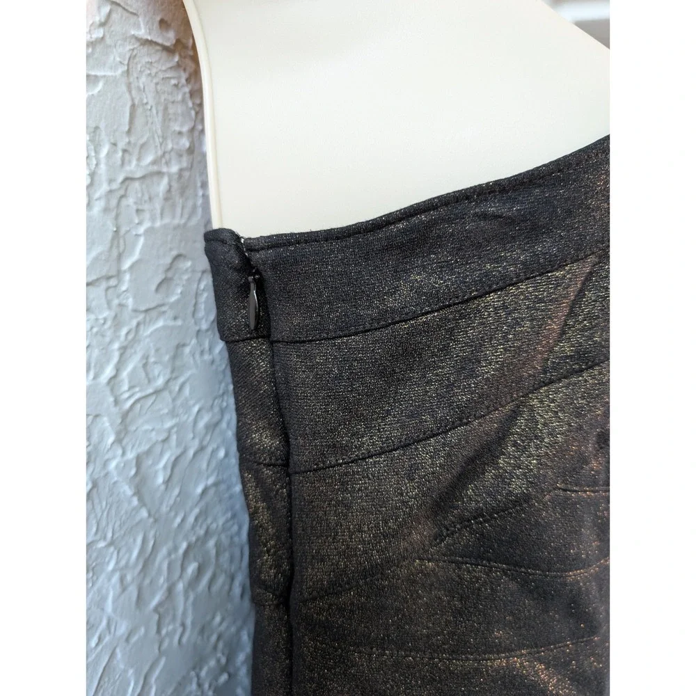 Express One Shoulder Bodycon Dress Womens Medium Bronze Gold Metallic